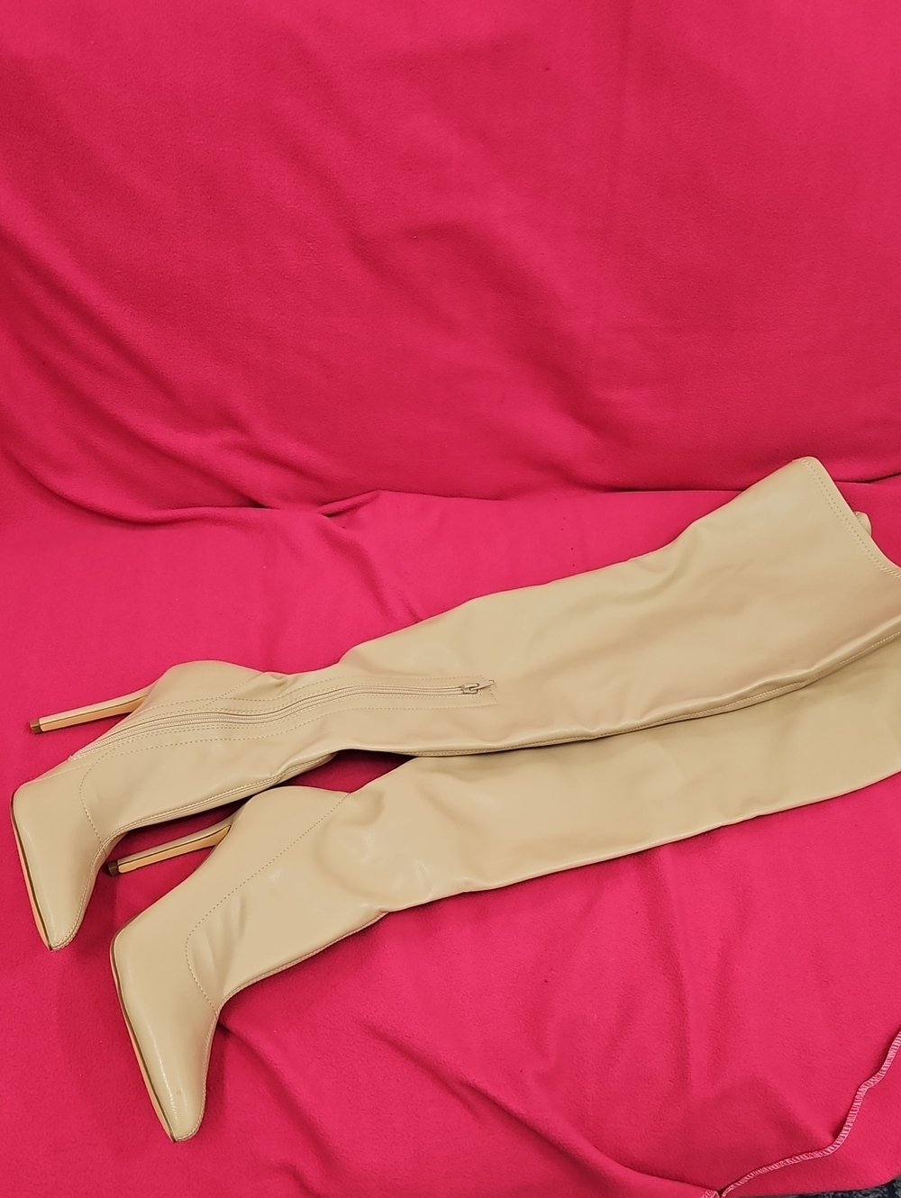 Women's Over-the-Knee Beige Stiletto Boots